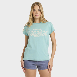 夏装 新款 纯棉沙滩修身 T恤 澳洲出口原单B家 短袖 女 复古冲浪