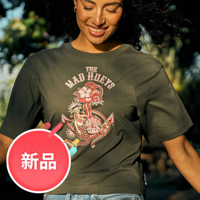 【创意美人鱼】澳洲出口原单 夏装新款纯棉水洗宽松套头短袖T恤女