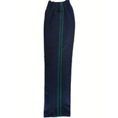 可定做中小学生男女校裤 两道1厘米墨绿色条纹散口长裤 松紧腰有兜