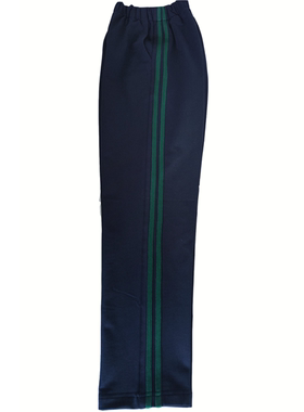 可定做中小学生男女校裤两道1厘米墨绿色条纹散口长裤松紧腰有兜