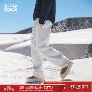 青少年运动休闲裤 吕小虎ACTUP 男宽松阔腿裤 加绒加厚直筒卫裤 冬季