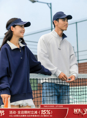 吕小虎ACTUP 春秋分割设计立领卫衣男美式潮流半拉链宽松休闲上衣