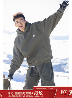 吕小虎加绒加厚连帽卫衣男冬季男生套头长袖上衣青少年运动帽衫潮