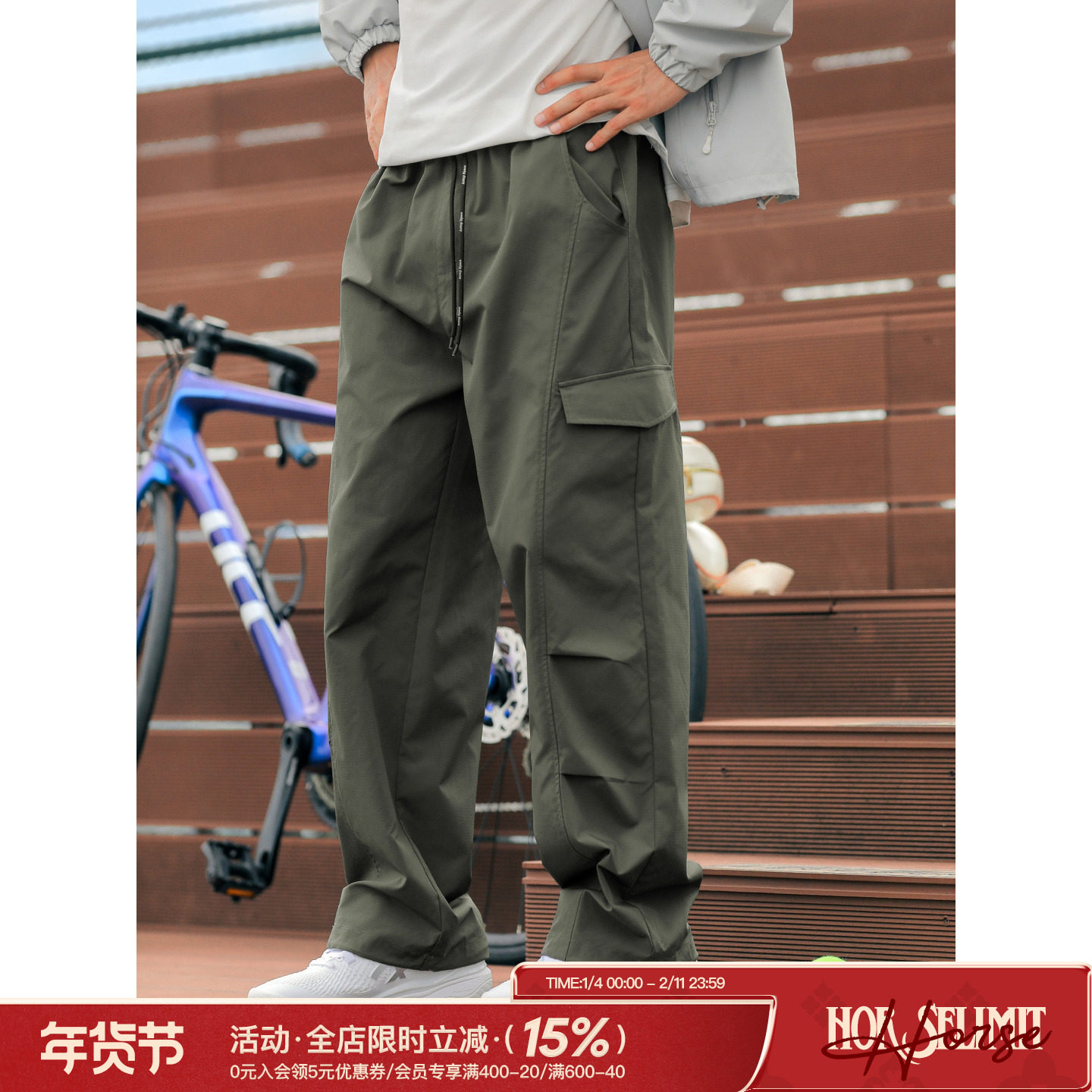 吕小虎ACTUP 秋季日系大口袋工装长裤男士宽松户外休闲直筒长裤潮