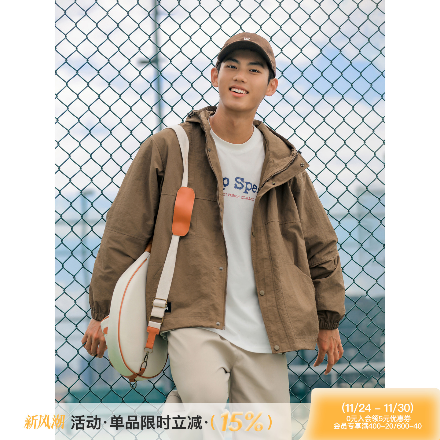 吕小虎连帽工装夹克男日系工装