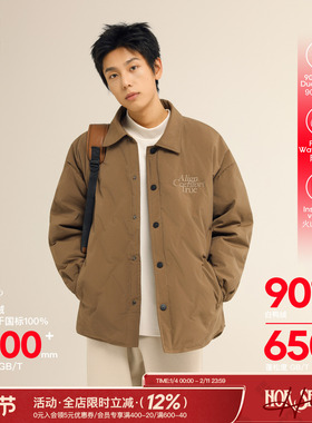 吕小虎ACTUP 新款菱格衬衫羽绒服男冬季潮牌上衣90白鸭绒翻领外套