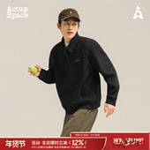 冬季 吕小虎ACTUP 加绒休闲翻领卫衣 POLO衫 男装 美式 休闲半拉链长袖