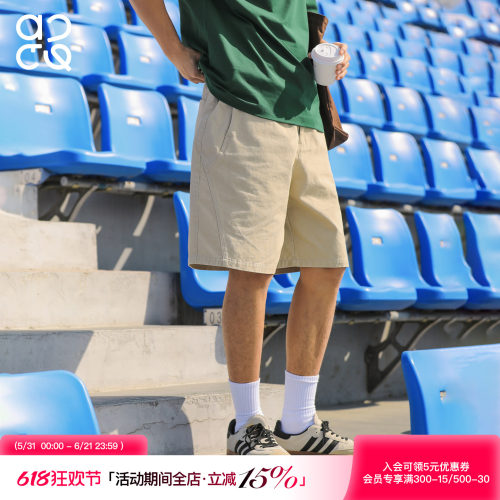 ACTUP夏季纯棉水洗做旧五分裤