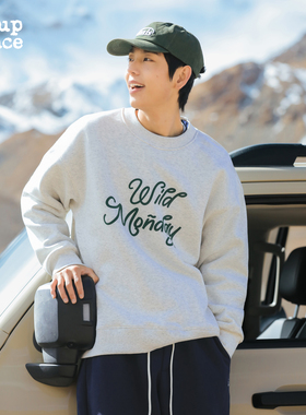 吕小虎ACTUP 冬季420g奥粒绒圆领卫衣男发泡印花青少年加厚上衣潮