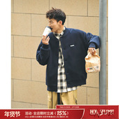 吕小虎华夫格棒球服外套男2026青少年学院风开衫 卫衣棒球领夹克潮