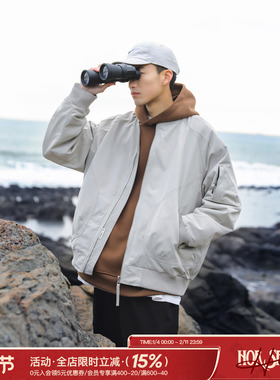 吕小虎美式飞行员夹克男士外衣春季新款高级感工装上衣棒球服外套