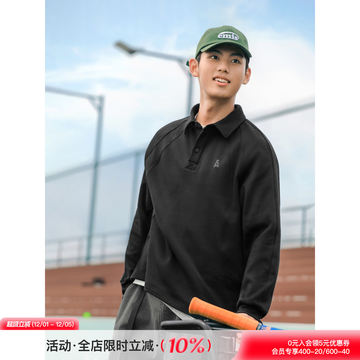 吕小虎美式复古亲肤透气POLO衫