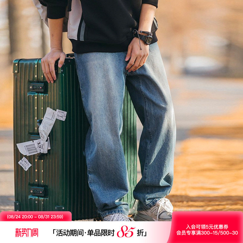 吕小虎秋季垂感宽松直筒牛仔裤图片