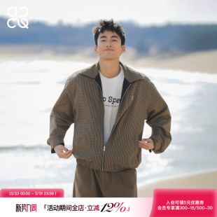 春季 夹克男士 翻领通勤格子外套上衣 双面穿哈灵顿工装 吕小虎ACTUP