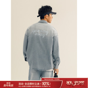 衬衫 后背链条绣牛仔长袖 男日系休闲复古水洗外套 秋季 吕小虎ACTUP