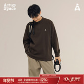 吕小虎ACTUP秋冬季 上衣套头卫衣 半拉链打底衫 潮牌立领长袖 T恤男士