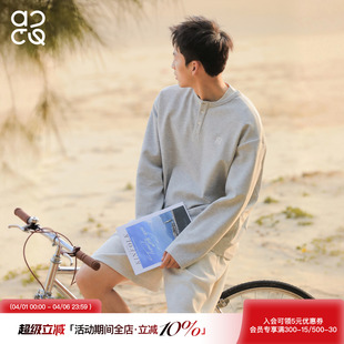 亨利领长袖 吕小虎ACTUP 春季 美式 圆领情侣卫衣 T恤男生刺绣打底衫