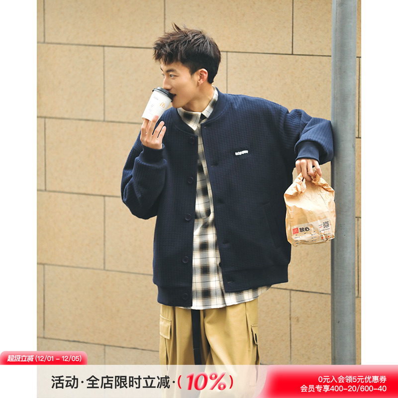 吕小虎新款华夫格夹克外套美式