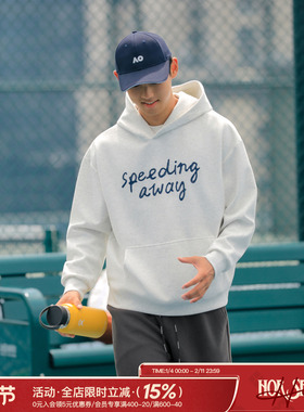 吕小虎ACTUP 春季字母刺绣连帽卫衣男宽松学生帽衫上衣休闲外套潮