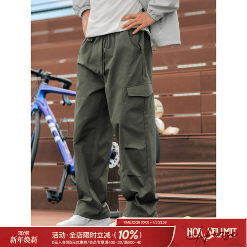 吕小虎ACTUP 秋季日系大口袋工装长裤男士宽松户外休闲直筒长裤潮