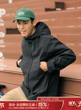 吕小虎ACTUP 春季防风防水连帽冲锋衣男山系户外休闲夹克耐磨外套