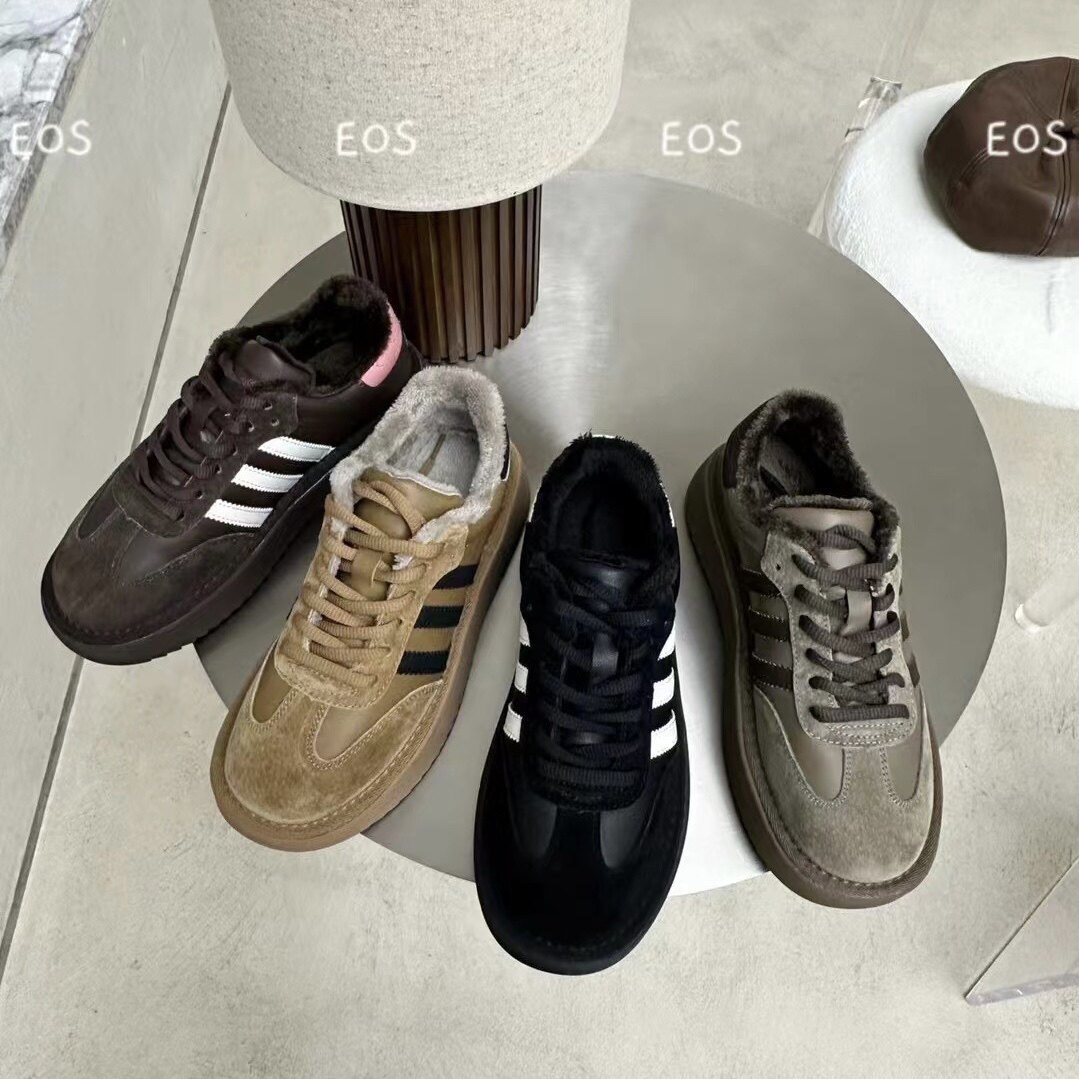 断码清不退换~EOS真皮厚底雪地棉皮毛一体女系带棉鞋N23106-1