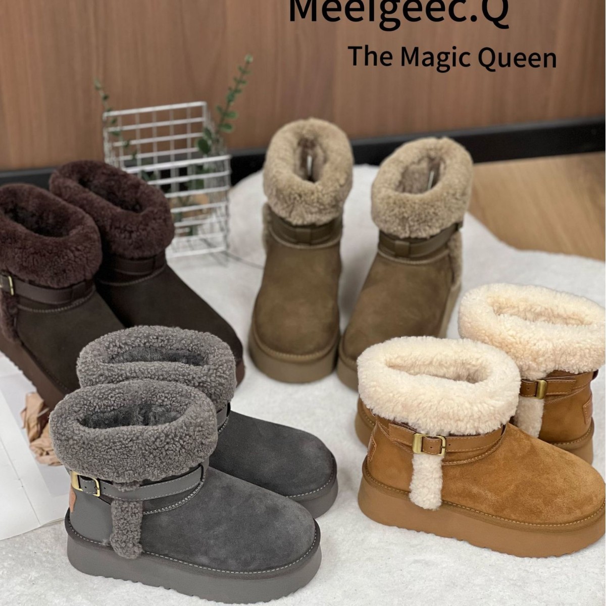 真皮雪地靴女新款百搭网红时尚加绒厚底防滑保暖防寒棉靴