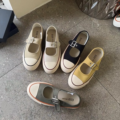 2566-2 EOS春夏新款厚底帆布鞋女百搭玛丽珍休闲板鞋