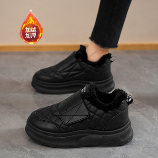 大码女鞋41到43加绒加厚雪地靴2025新款冬季保暖大棉鞋魔术贴棉靴