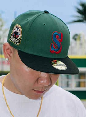 New Era全封闭棒球帽MLB美职棒西雅图水手队绿色59FIFTY不可调节