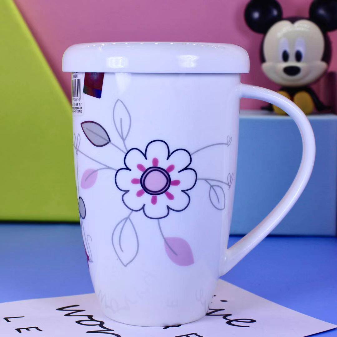 雅诚德陶瓷杯子迪士尼米妮米奇杯子马克杯咖啡杯情侣杯带盖杯子