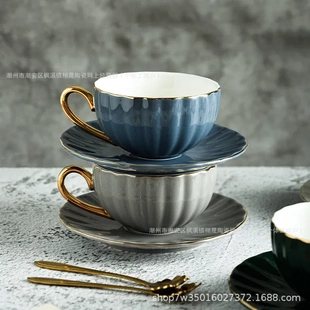 欧式小奢华金边咖啡杯子套装英式下午茶具花茶杯酒店陶瓷咖啡杯碟