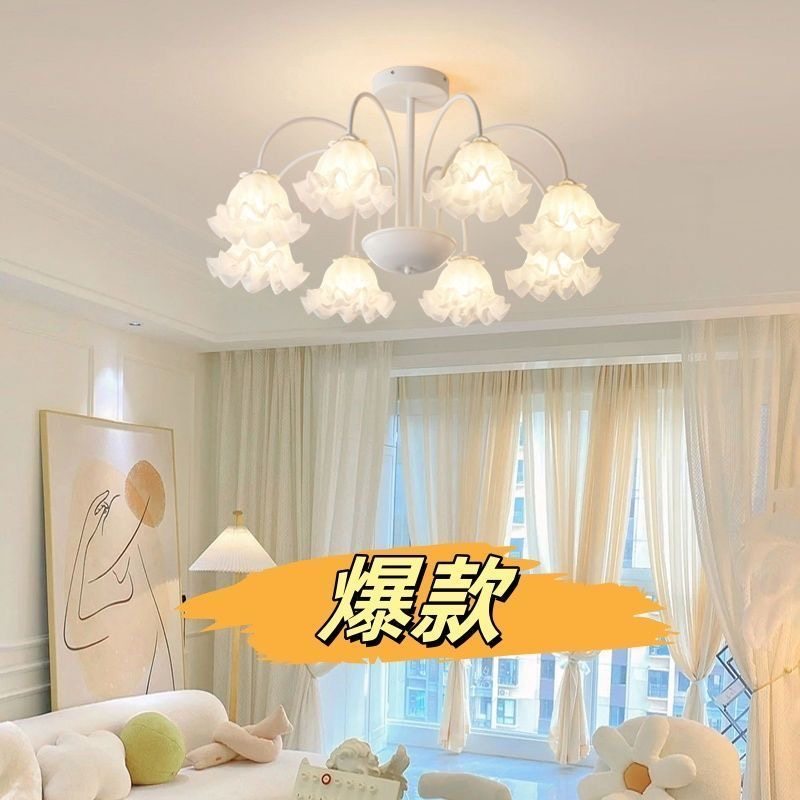 美式法式客厅吊灯创意网红铃兰花朵复古乡村田园灯具中古餐厅卧室