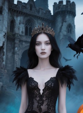 复古黑色王冠头饰女王万圣节皇冠婚礼晚宴配饰万圣节妆造发饰