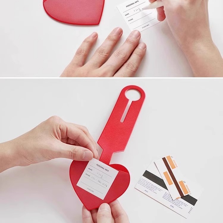 韩国心形行李箱挂牌旅行箱登机牌行李仿皮革吊牌托运名片牌包挂件