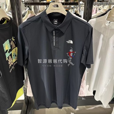 北面男士速干短袖翻领T恤冰感