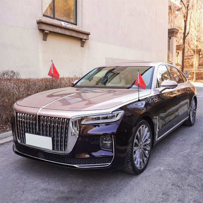 车载小红旗国旗汽车外置五星红旗摆件车头卡扣旗杆国庆车用装饰品