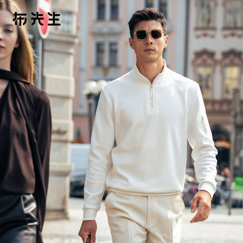 MrBu布先生纯色立领长袖t恤衫男2025秋冬新款加厚保暖上衣BT16881