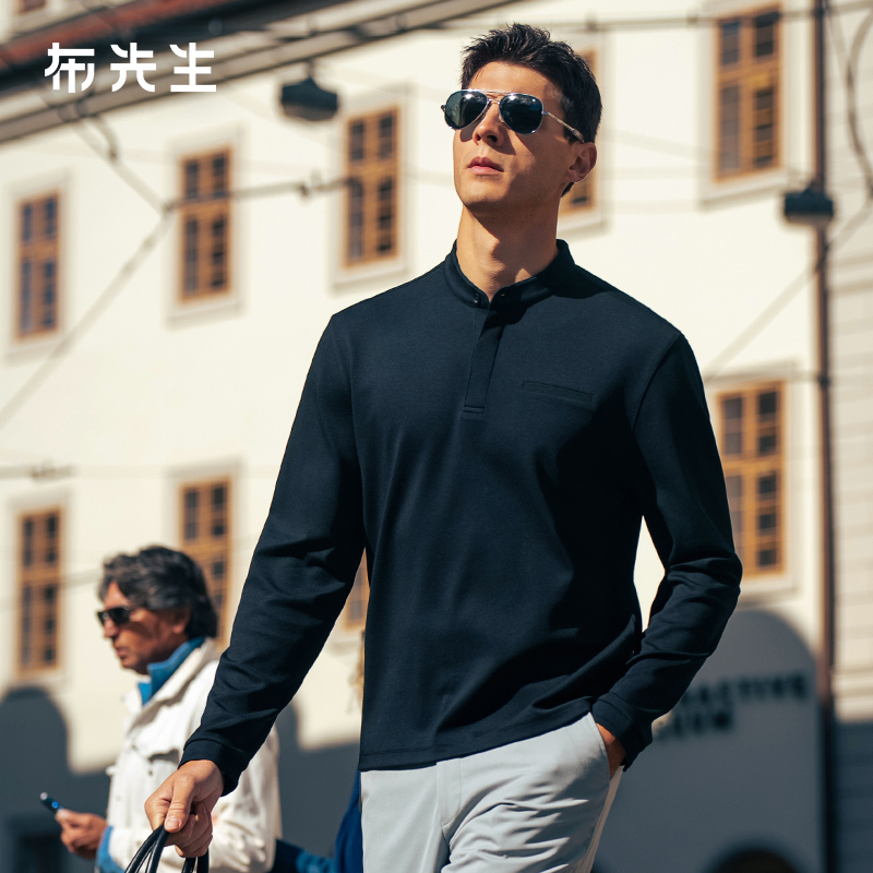 MrBu布先生商务纯色立领长袖男2025秋冬款隐藏式门襟上衣BT10292