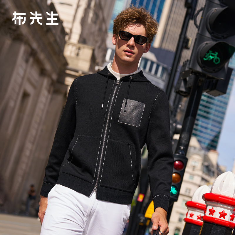 MrBu布先生轻奢撞色连帽长袖男2025秋冬款多口袋透气外套PT16777