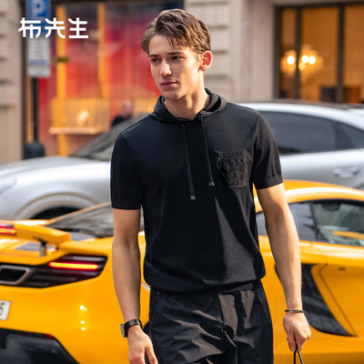 MrBu布先生立体压花连帽设计短袖2025夏季柔软透气男上衣ET16196