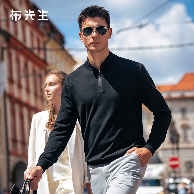 MrBu布先生半拉链立领长袖羊毛t恤2025秋冬新款可机洗毛衣BT16895,男装,针织衫/毛衣,淘宝优惠券,粉丝福利购,淘宝优惠卷