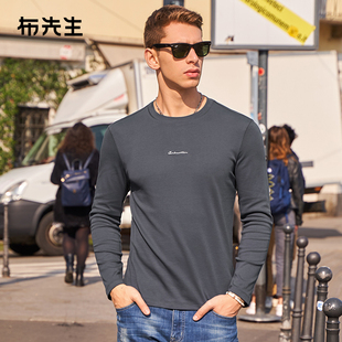 男装 T恤衫 T恤男字母印花上衣纯棉打底衫 MrBu布先生新疆棉长袖
