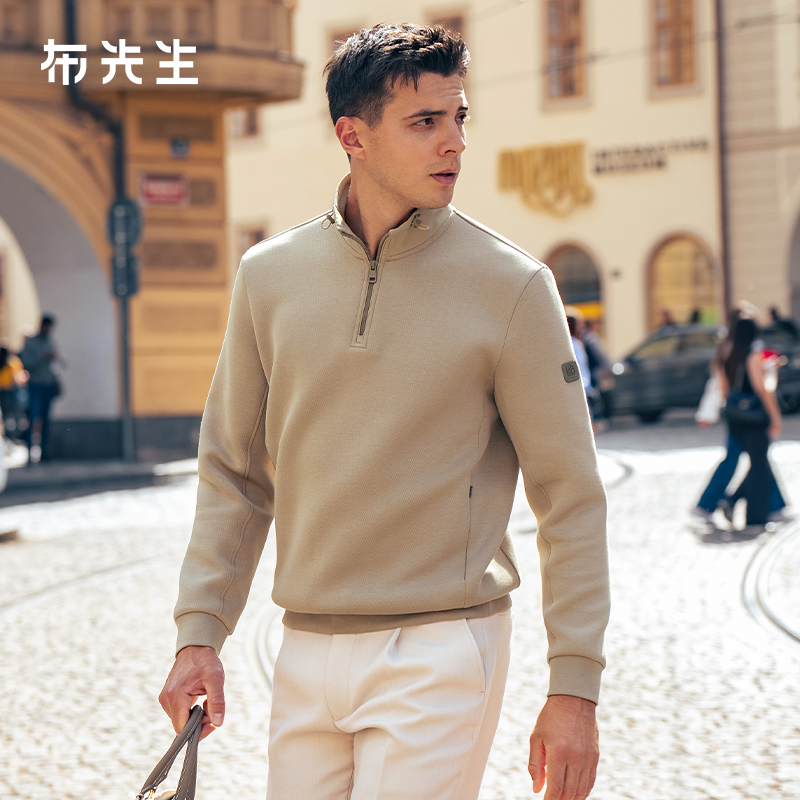 MrBu布先生半拉链立领加厚保暖长袖T2025秋冬新款男士上衣BT16878