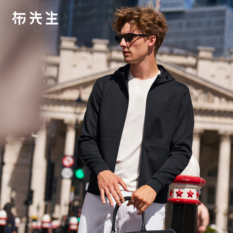 布先生轻奢连帽夹克外套男士新款