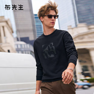 MrBu布先生轻奢圆领微廓卫衣2025秋冬新款 立体印花上衣男PT16758