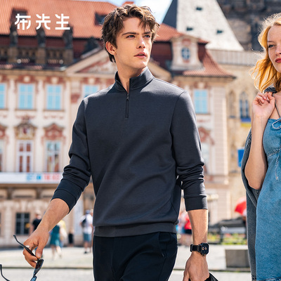 MrBu布先生拉链领高科技加厚保暖内胆秋冬T恤男款长袖卫衣KT15771