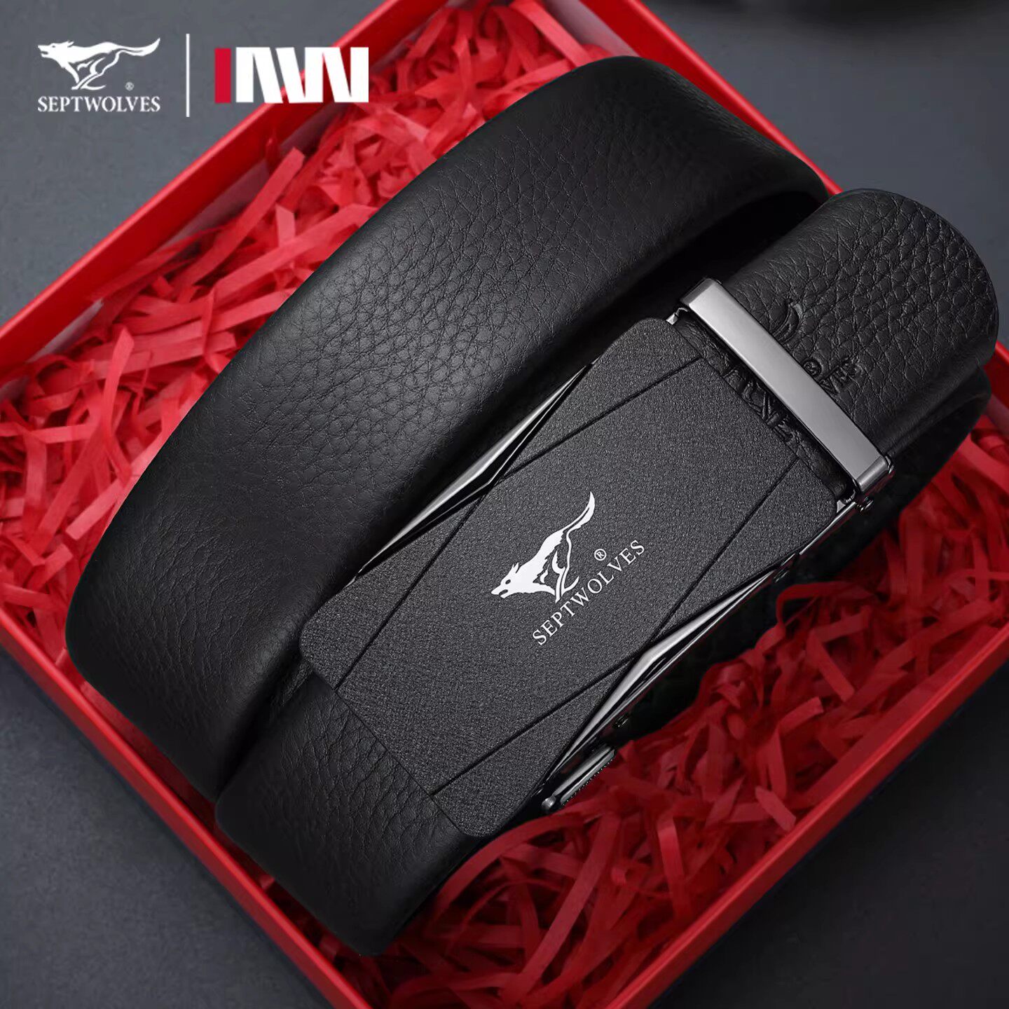 七匹狼皮带男士2026新款真皮自动扣腰带男款正品磨砂扣男裤带