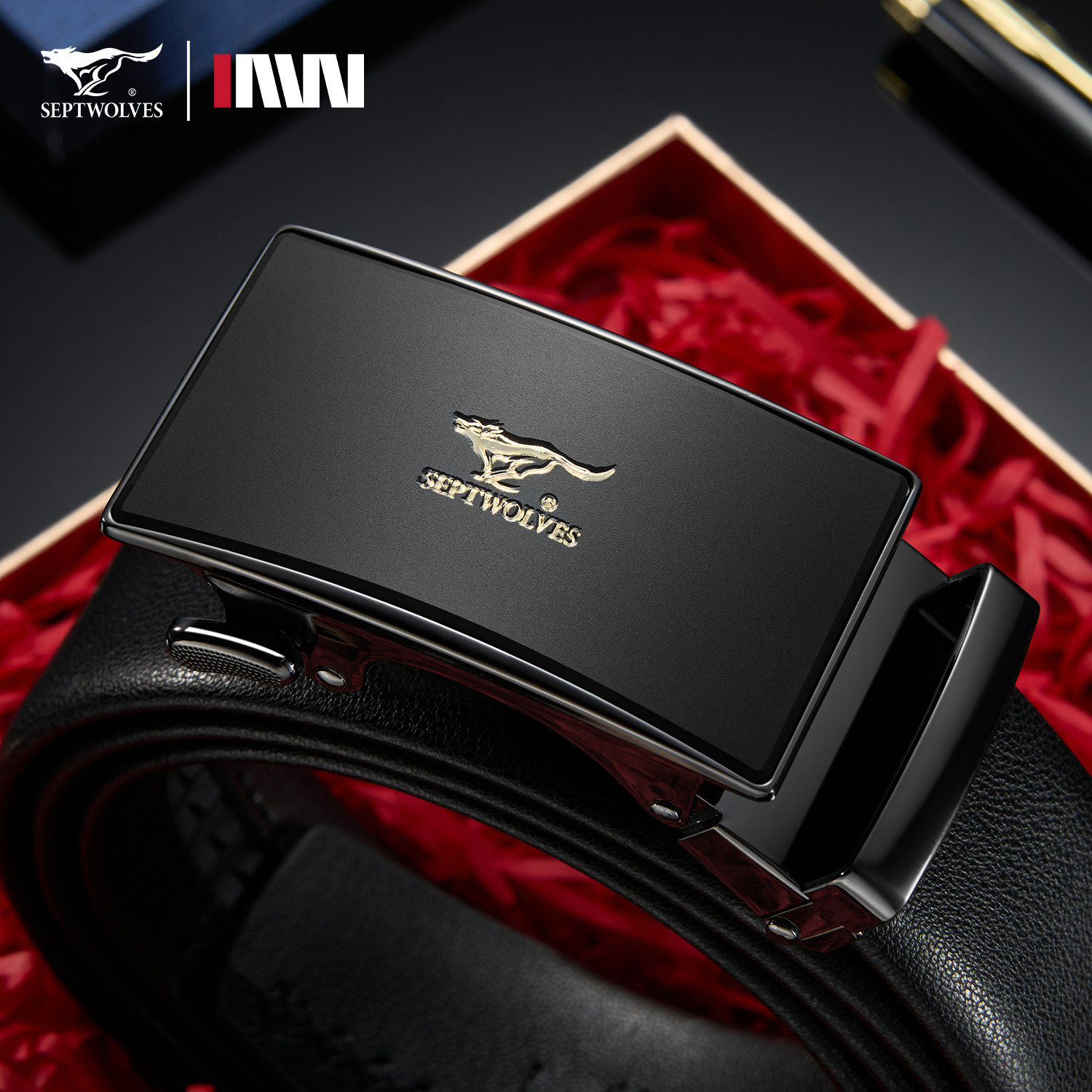 七匹狼男士新款自动扣腰带商务休闲时尚经典皮带职场男青年送礼