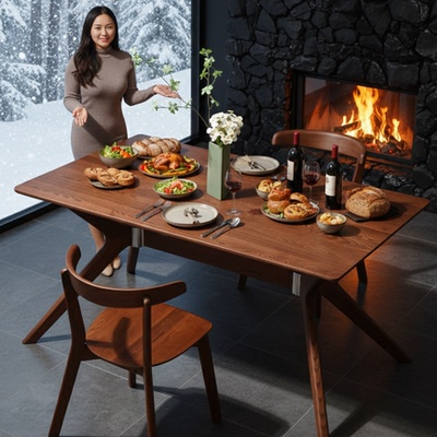 水曲柳实木餐桌椅子家用简约现代小户型长方形桌新款北欧极简餐桌